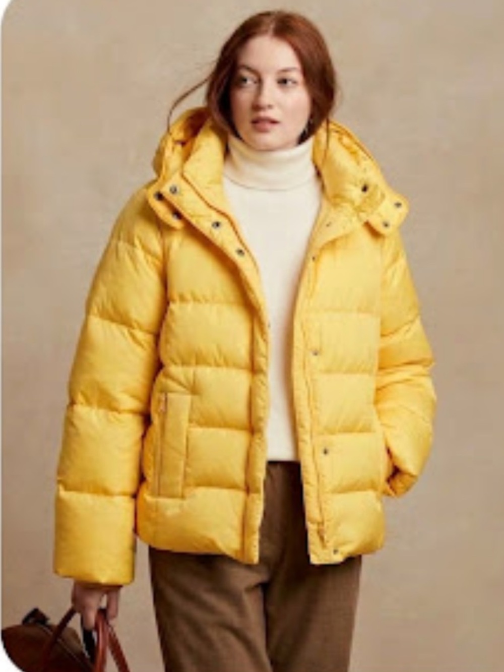 J.Crew Hooded Down Puffer Coat Jacket In Bright Yellow Size S